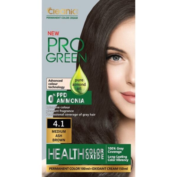 کیت رنگ موی بدون آمونیاک کلینیک رنگ خاکستری قهوه ای متوسط شماره 4.1